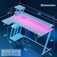 thumbnail image 5 of Satifur 55" Carbon Fiber Gaming Desk L-Shaped Computer Desk, RGB Lights & Power Outlets, White, 5 of 9