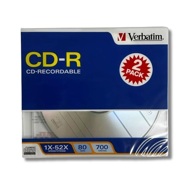 CD-R Verbatim CON 2 Discos Y Estuche Slim Doble Verbatim CD-R 80MIN 700MB 52X