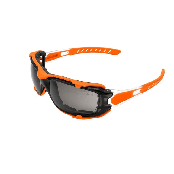 Interstate Safety 40254 Full-Seal Safety Glasses with Smoke Mirror Lens and Removable EVA Foam Gasket – Orange