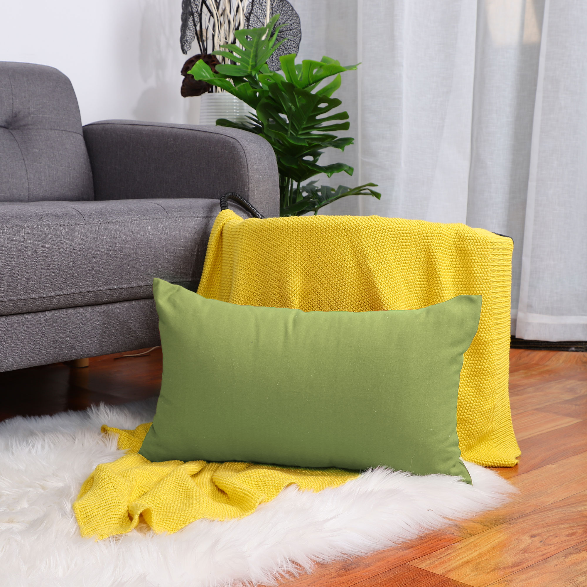 Solid Linen Throw Pillow Cover/Euro Sham/Cushion Sham Decoration Cushion Cover Case for Couch