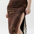 thumbnail image 4 of Women Floral Mesh Dress Summer Backless Strapless Split Party Dress, 4 of 5