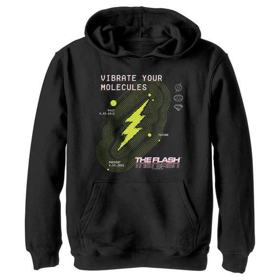 Boy's The Flash Vibrate Your Molecules  Pull Over Hoodie Black Medium