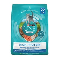 Purina ONE Plus Natural High Protein Dry Cat Food Salmon and Ocean Whitefish Skin and Coat Health Formula, 22 lb Bag