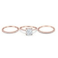 thumbnail image 2 of Three Piece Ring Princess Cut Wedding Set Rose Tone CZ 925 Sterling Silver Size 8, 2 of 4