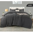thumbnail image 3 of Queen Comforter Set Grey, Comforters Queen Size 3 Pieces Bedding Comforters Sets, Down Alternative Soft Bed Set, 1 Comforter (88 x 88 inches) 2 Pillow Shams (20 x 26 inches), 3 of 9