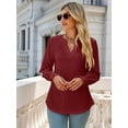 thumbnail image 4 of Women'S Casual Long Sleeve V-Neck Pullover Shirt Top Wine Red XXL, 4 of 10