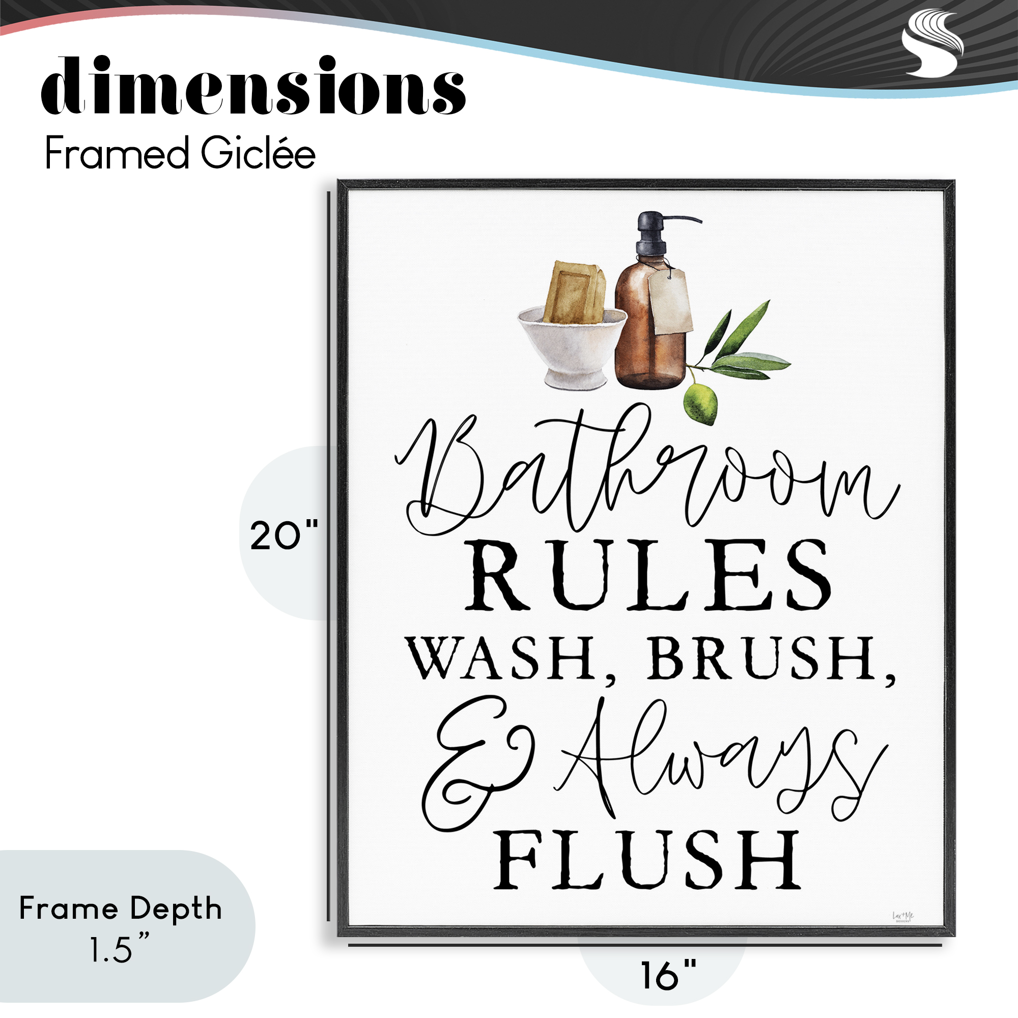 Stupell Industries Wash Brush & Always Flush Black Framed Giclee Art, design by Lux + Me Designs