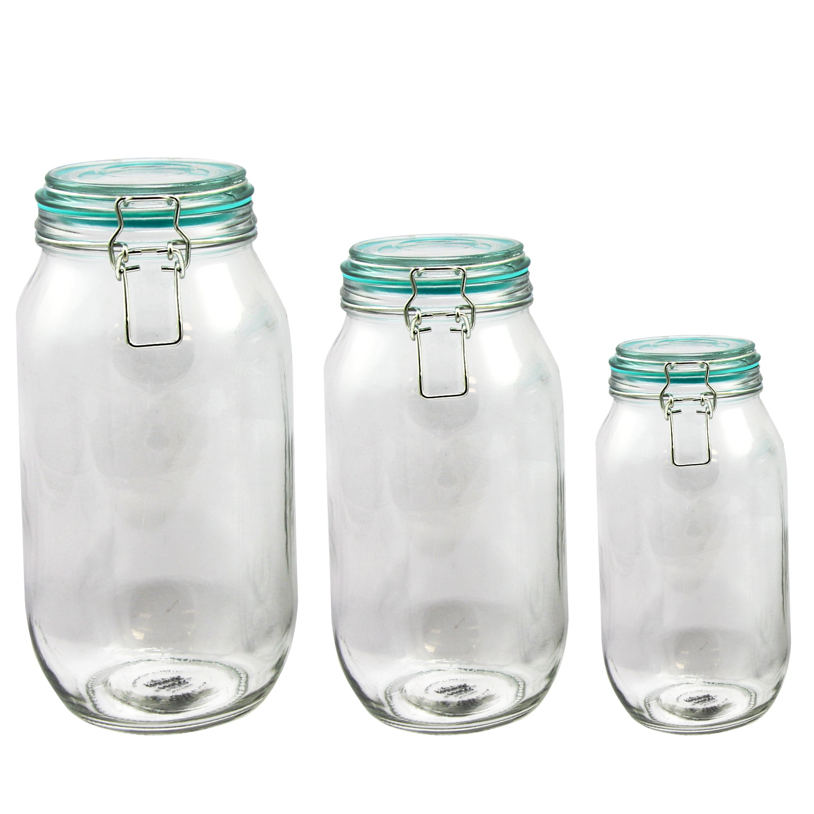 Set Of 2 1.5 Litre Grey Preserving Food Glass Jars Storage Jar Stainless Steel 