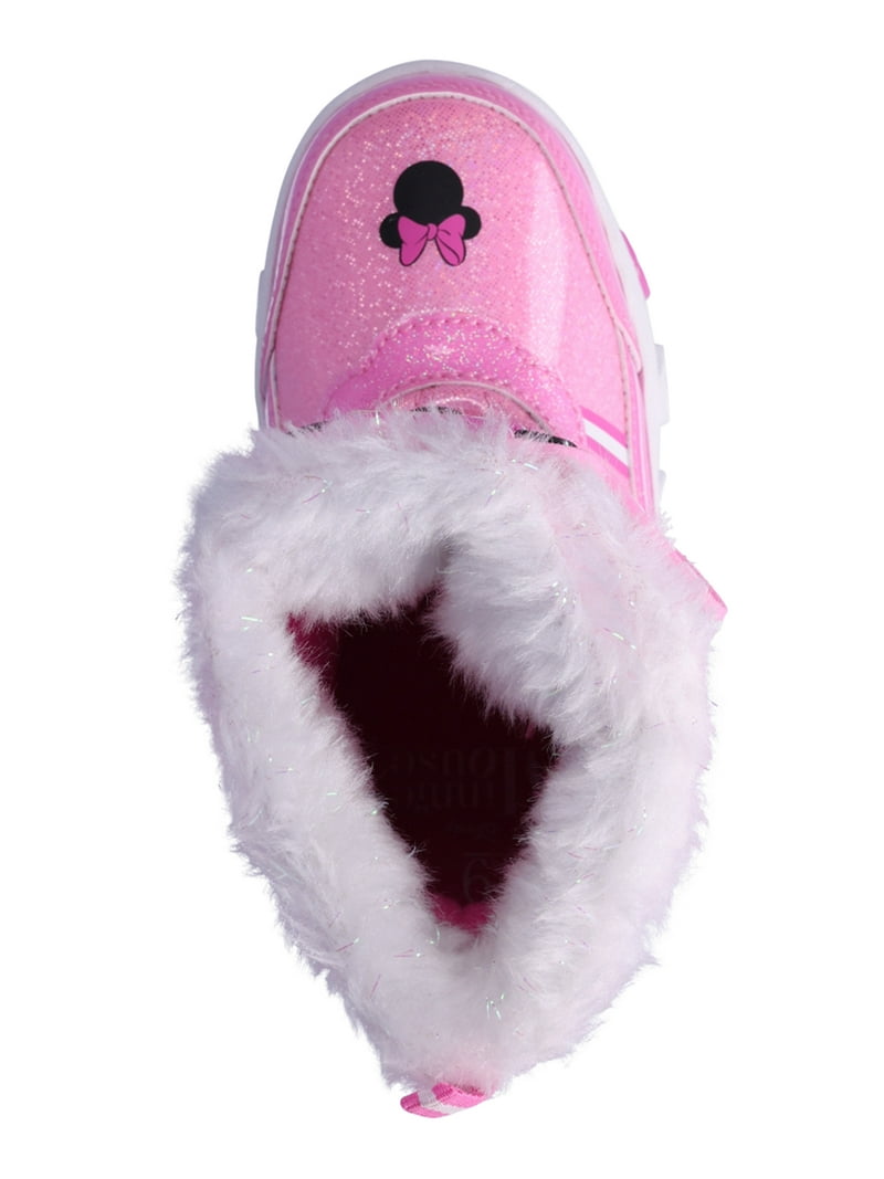 Minnie Mouse Toddler Girl Light-Up Winter Snow Boots, Fleece Lined