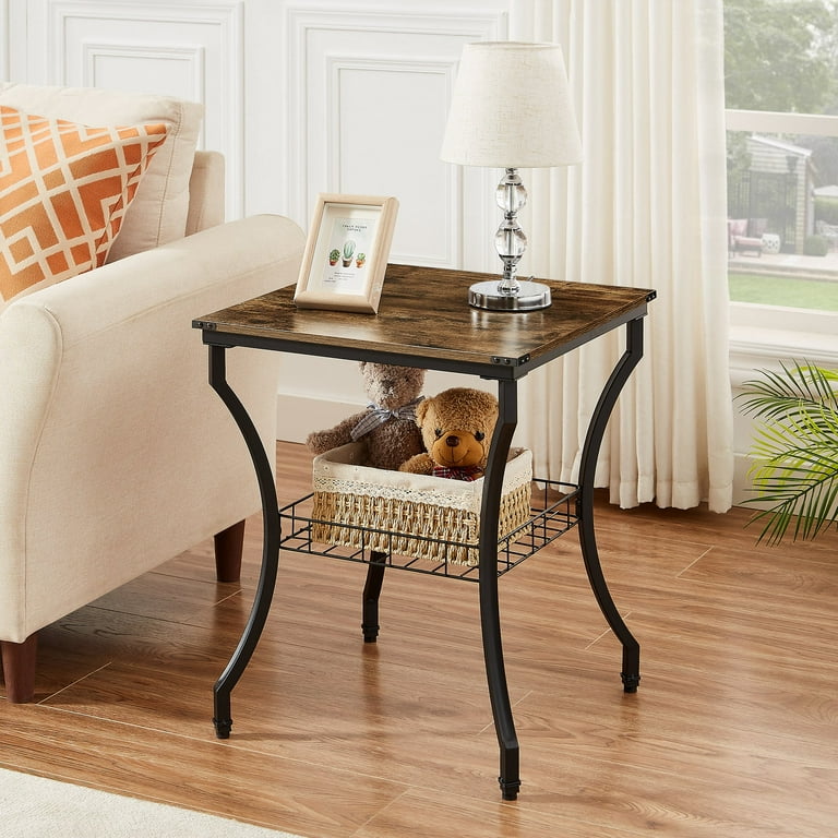 VECELO 3 Piece Occasional Coffee Table Set Vintage Set of 3 Living Room Set with Coffee Table 2 End Table Brown