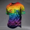 BRANROY Men's Casual Round Neck Short Sleeve Rainbow Print T-Shirt ...