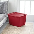 thumbnail image 3 of Sterilite Large Storage Bin, 18 Gallon Plastic Storage Container with Snap-On Lid, Red, Pack of 8, 3 of 7