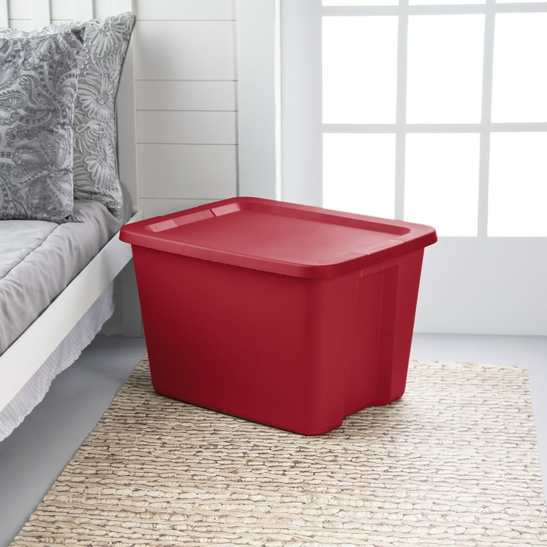 Sterilite 18 Gallon Plastic Stackable Storage Tote Container, Red (16 Pack)