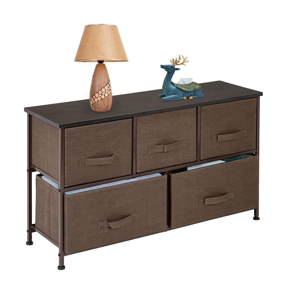 Kepooman 2-Tier Dresser Organizer, 5 Cube Fabric Dresser Tower for Bedroom/Hallway/Entryway/Closets