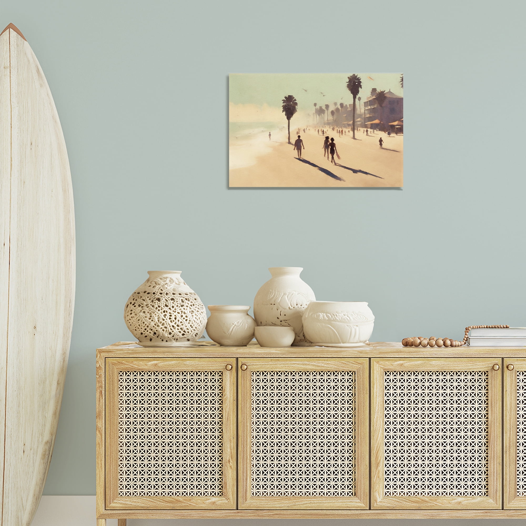 Stupell Industries Tropical Shore Walk Landscape & Nature Painting Wrapped Canvas Art Print Wall Art, 24 x 16
