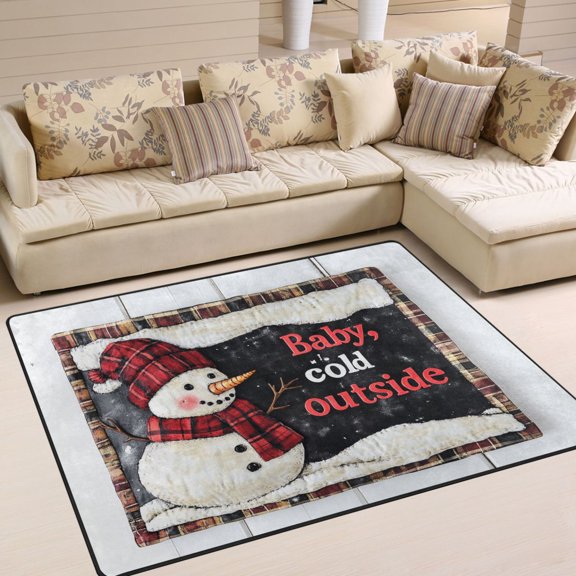 BZSMCE Vintage Area Rugs Adorable Smiled Snowman Creative Area For Home