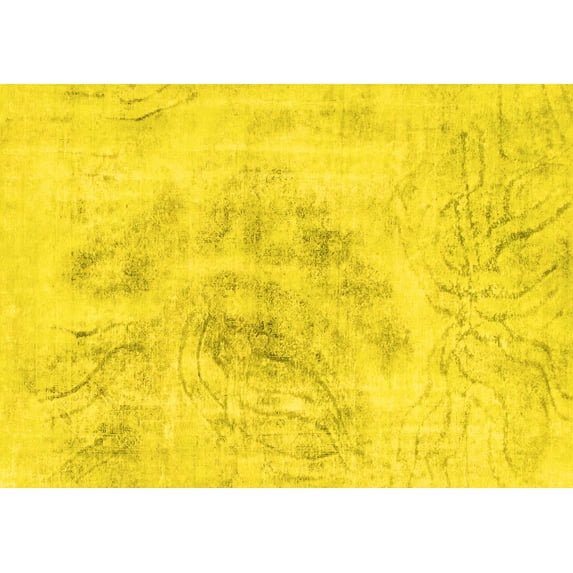 Ahgly Company Indoor Rectangle Abstract Yellow Modern Area Rugs, 7' x 9'
