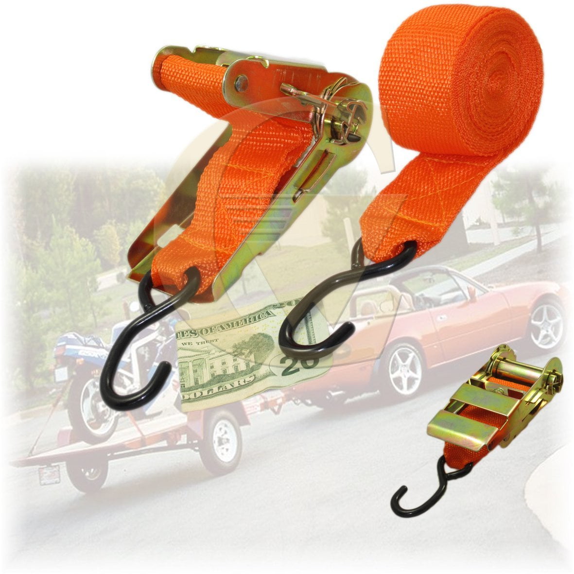 48 Pack Ratchet Tie Down Cargo Straps 2" x 20' HEAVY DUTY LARGE with S