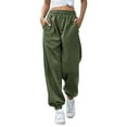 thumbnail image 2 of Women Sweatpants High Waisted Baggy Sweatpants Joggers Sport Active Workout Jogger Pants with Pockets Army Green S, 2 of 8