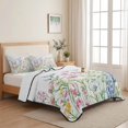 thumbnail image 5 of Twin XL Quilt Set 68''x98'', Spring Floral Lightweight Summer Bedspread Coverlet Set with 2 Pillow Shams, Colorful Watercolor Botanical Summer Breathable All Season Quilt Bedding for Dorm/Guest Room, 5 of 9