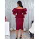thumbnail image 3 of Vestidos de encaje con hombros descubiertos, color burdeos, cintura alta, Peplum, vestidos elegantes de noche para mujer, vestidos de fiesta de invitados de boda y cumpleaños para mujer, 3 of 4