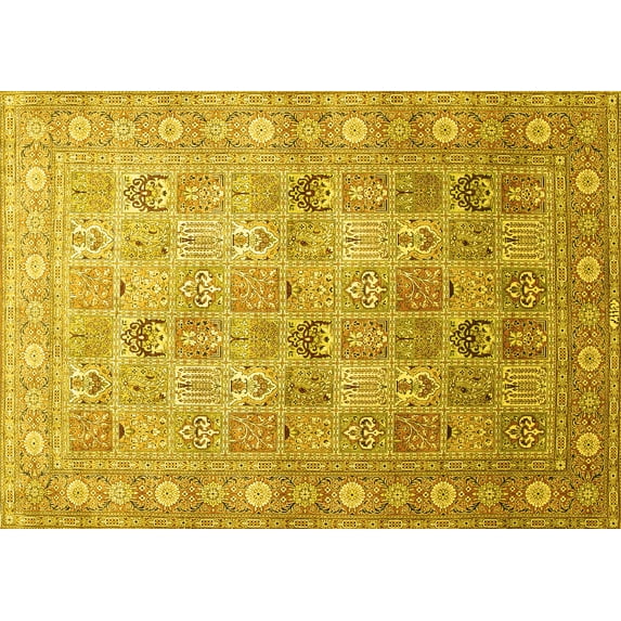 Ahgly Company Indoor Rectangle Persian Yellow Traditional Area Rugs, 5' x 7'