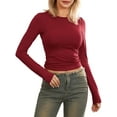 thumbnail image 1 of SUNSIOM T-Shirts Basiques Ajustés Décontractés pour Femmes Printemps Automne Manches Longues Col Rond Streetwear, 1 of 8