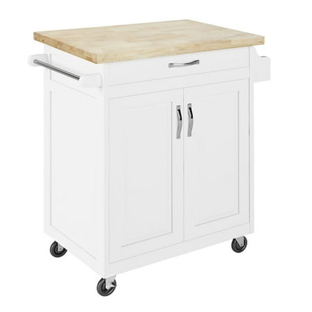 - Dorel Living Wood Top Kitchen Cart in White