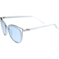thumbnail image 3 of Translucent Metal Trim Square Horn Rimmed Sunglasses Color Tinted Lens 53mm (Silver / Blue), 3 of 4