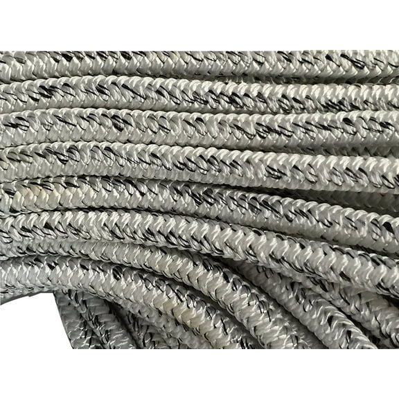 5/8" 12 carrier, 24 Strand Polyester Bull Rope, 100 ft, White/Black
