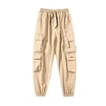 thumbnail image 2 of Muscularfit Cargo Men Pants Outdoor Hiking Joggers Sports Pants Elastic Waist Mens Casual Pants Yellow Low Rise Taper Active Fit Size L, 2 of 5