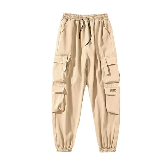 JTSRKL Mens Lightweight Cargo Sweatpants Elastic Waist Multiple Pockets Outdoor Bottoms Hiking Summer Functional Casual Utility Trousers