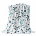 thumbnail image 6 of Teal Green Botanical Blanket Soft Cozy Warm Throw Blanket for Couch, Plush Fuzzy Flannel Fleece Blankets for Sofa, Watercolor Spring Floral Summer Leaf Bed Blankets Lightweight Gifts for Men, 40"x60", 6 of 9