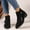 Black, variant on POROPL Ankle Boots for Women Winter Low Heel Chunky Suede Leather Shoes,Boots for Saving Size 4.5