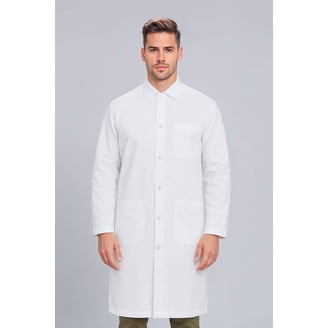 DR Instruments Snap Closure Knee Length Lab Coat, 100% Cotton