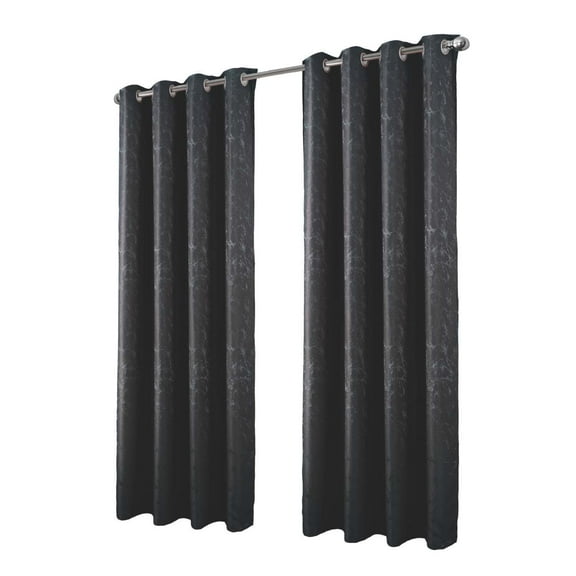 RT Designer Collection Cosmo Shimmer Jacquard Grommet Curtain Panel 54" x 84" Black