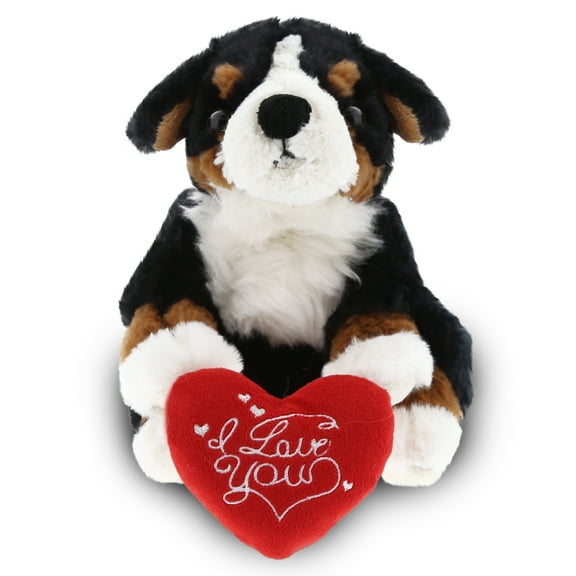 DolliBu I Love You Heart Bernese Mountain Dog Plush - 7 inches