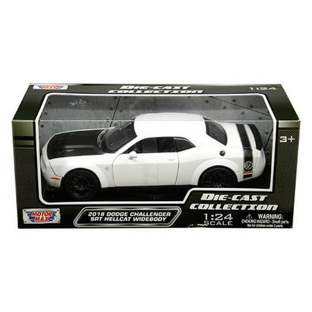 2018 Dodge Challenger SRT Hellcat Widebody White with Black Hood 1/24 Diecast Model Car by
