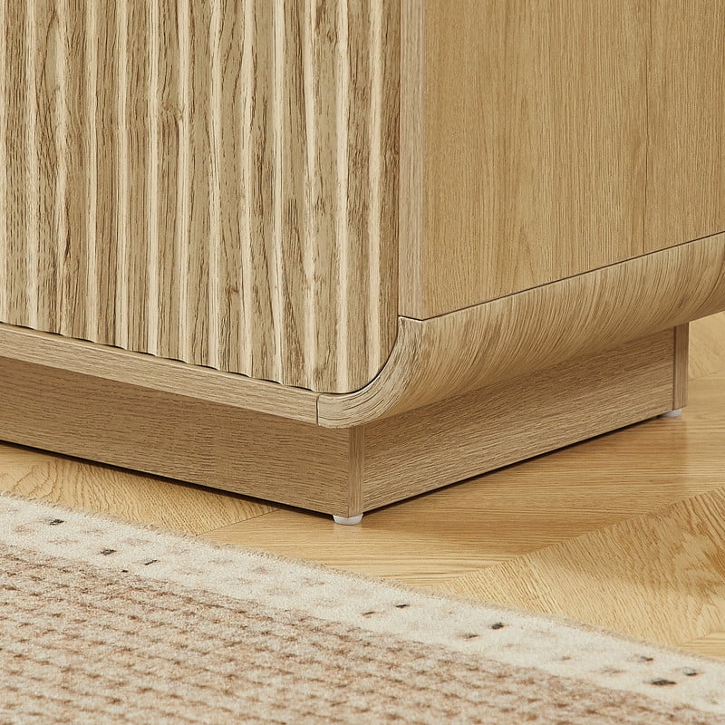1PCS Modern Wavy Fluted-Design Nightstand Table with 2 Drawers, Curved Versatile Bedside Small Storage Cabinet