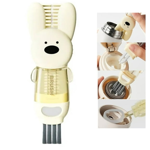 1 Pack 4-in-1 Multifunctional Cleaning Brush Set – Tiny Bottle, Cup Lid & Straw Cleaner for Home & Kitchen Green TIKA