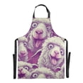 thumbnail image 2 of Kitchen Apron with 2 Pockets Adjustable waterproof Cooking Aprons for Women Men Chef Cartoon Funny Sheep, 2 of 7