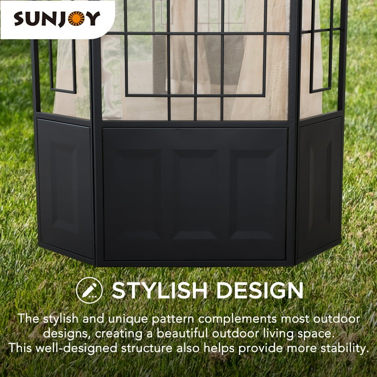 Sunjoy Outdoor Patio Black Steel Frame 11 ft. x 13 ft. 2