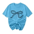 thumbnail image 2 of Offre Limitée Iumwxz T-Shirts Basiques Plissés Décontractés pour Femmes Blouses pour Femmes T-Shirts Graphiques à Nœud Col Rond Manches Courtes Blouse Tops pour Dames Doux et Confortables Course Course, 2 of 4