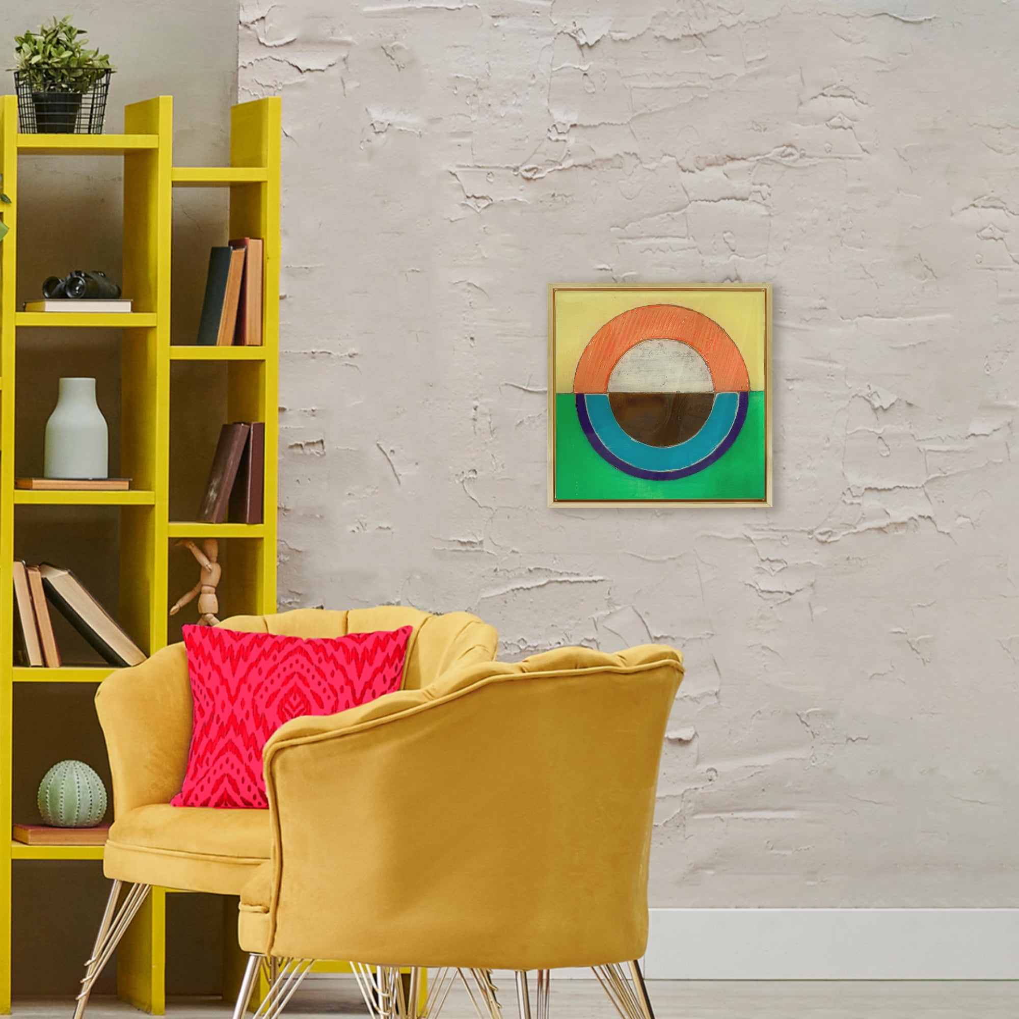 Stupell Industries Balanced Circle Symmetry Gold Framed Floater Canvas Wall Art, design by Matthew Finger