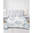 thumbnail image 2 of Full Size Quilt Bedding Set, Ocean Blue Coral Reversible Summer Quilt 3 Pieces, Summer Coastal Starfish Conch Nautical Lightweight Bedspreads Coverlets with 2 Pillow Shams for All Seasons, 2 of 5