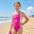 thumbnail image 3 of Girls One-Piece Crisscross Back Swimwear Sleeveless Swimsuit Ruched Color Block Bathing Suit for Girls Ages 10 Years, 3 of 9
