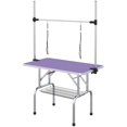 thumbnail image 1 of Adjustable Purple Dog Grooming Table with Slings & Storage - 43" x 23.5" - Ideal for Pet Washing, Trimming & Bathing at Home or Grooming Salon, 1 of 7