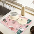 thumbnail image 2 of Yayeee Dish Drying Mat for Kitchen Counter 16" x 18" Microfiber Super Absorbent Coffee Decorative Pad, Pink Christmas Cups, 2 of 9