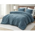 thumbnail image 2 of Chezmoi Collection Calvin 3-Piece Jacquard Comforter Set Queen Size, Blue Textured Woven Lightweight Comforter Bedding for All Season, 2 of 9