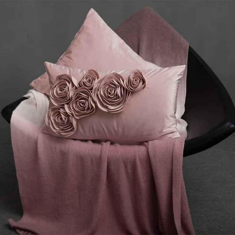 3D Rose Flower Accent Pillows With Insert/ Valentine's Day Gifts for Girl /  Velvet Decorative Throw Pillow/ Bed Couch Cushion for Home Decor 